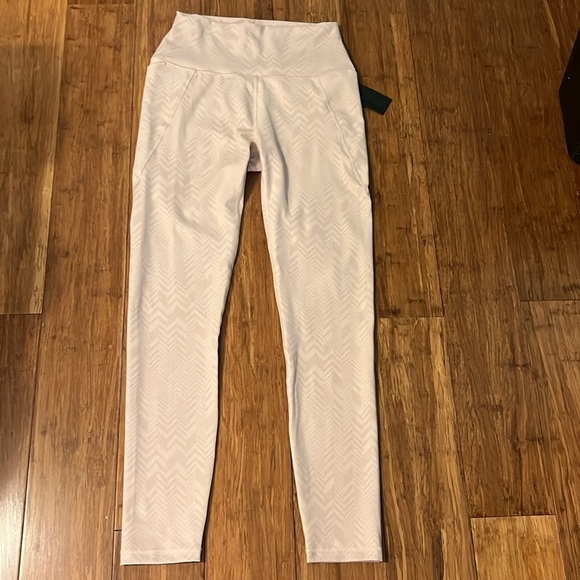 Mono B Chevron Print Leggings, Blush color, High waisted, side pockets, Sz S - Picture 1 of 7